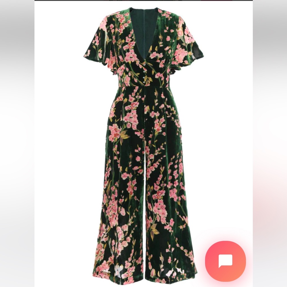 Green Velvet floral Jumper